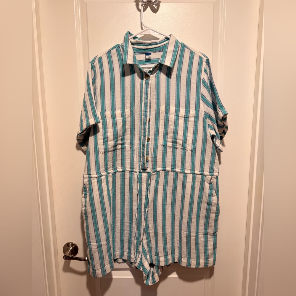 Striped Button-Up Romper BNWOT